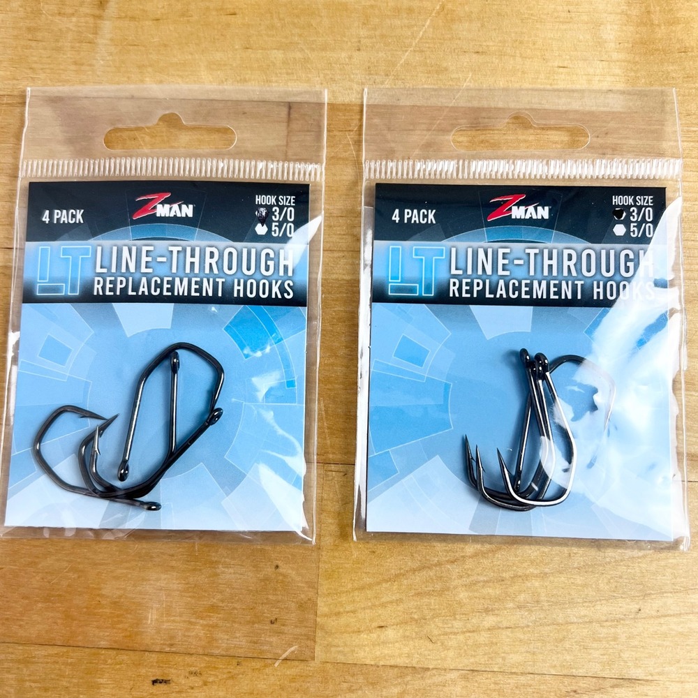 Z-Man Fishing Hooks LT Line-Through Replacement Hooks 3/0 2 Packs (8 hooks) New